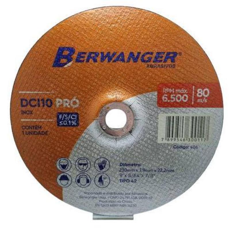DISCO DE CORTE DCI 10 PR0 9" - 230 X 1,9 X 22.2MM T42 - BERWANGER