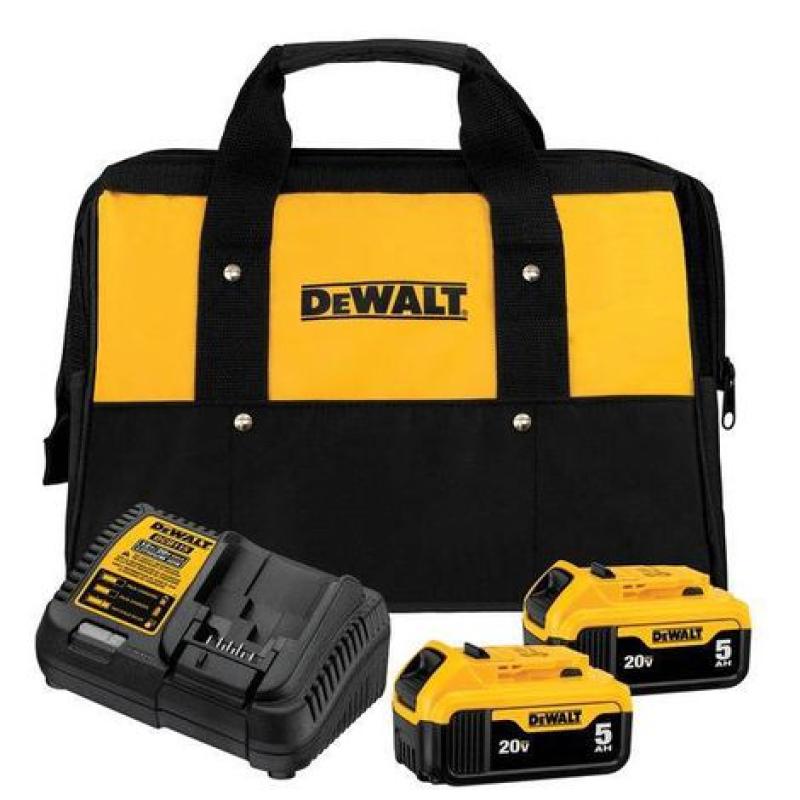 KIT 2 BATERIAS 20V MAX* LI-ION 5AH (DCB205) CARREGADOR BIVOLT (DCB1104) E BOLSA - DEWALT