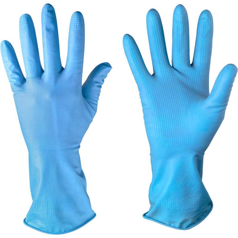LUVA LATEX M 32CM AZUL COM FORRO - IMBAT