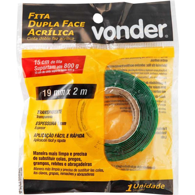 FITA DUPLA FACE ACRILICA 19MMX2M - VONDER