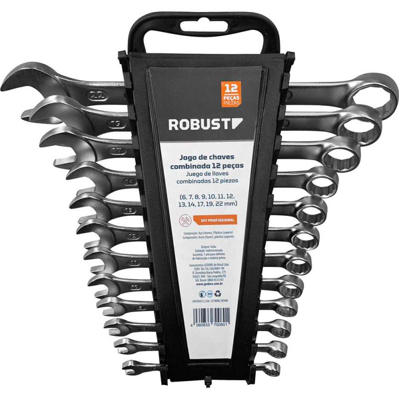 JOGO CHAVE COMBINADA 06A22MM C/12PCS - ROBUST