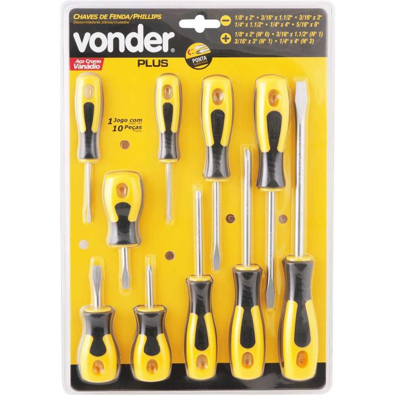 JOGO CHAVE FENDA/PHILLIPS 10 PC VONDER PLUS