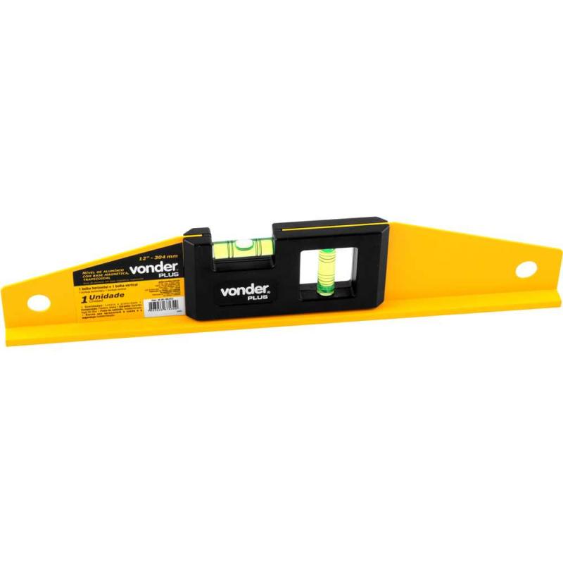 NIVEL DE ALUMINIO C/BASE MAGNETICA TRAPEZOIDAL 12" - VONDER PLUS
