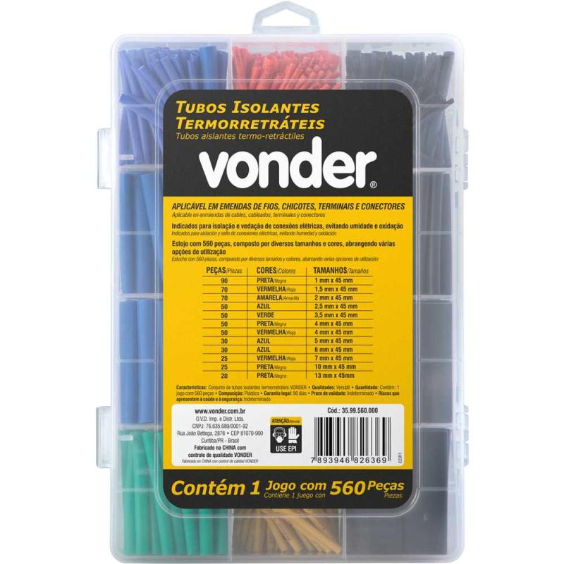 JOGO TUBO ISOLANTE TERMO RETRATIL 560 PECAS - VONDER