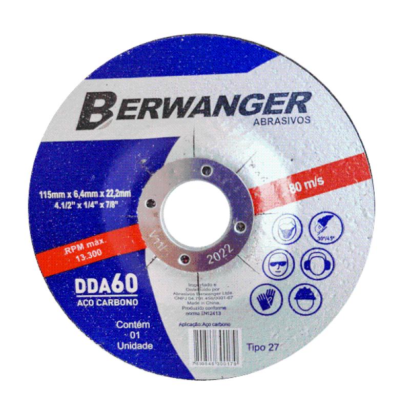 DISCO DESBASTE 4,5" - DDA 60 115 X 6,4 X 22,2MM - BERWANGER