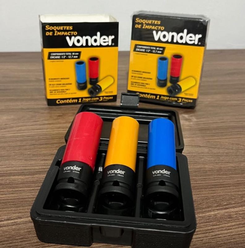 JOGO SOQUETE IMPACTO P/ RODA LIGA LEVE 3PCS - VONDER