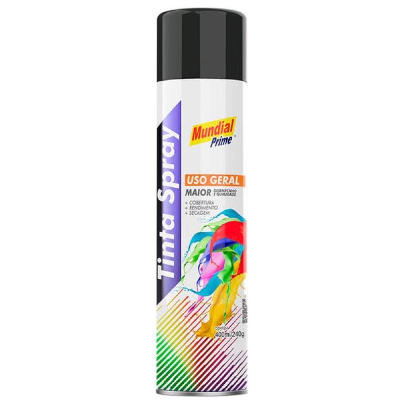 TINTA SPRAY UG PRETO SEMI BRILHO 400ML - MUNDIAL PRIME
