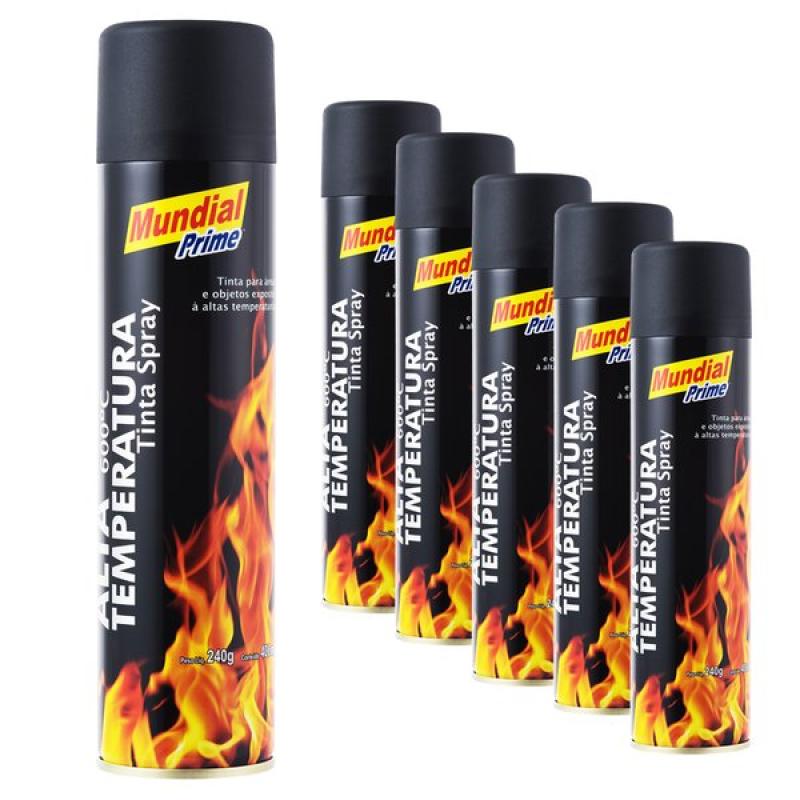 TINTA SPRAY ALTA TEMPERATURA PRETO FOSCO 400ML MUNDIAL PRIME