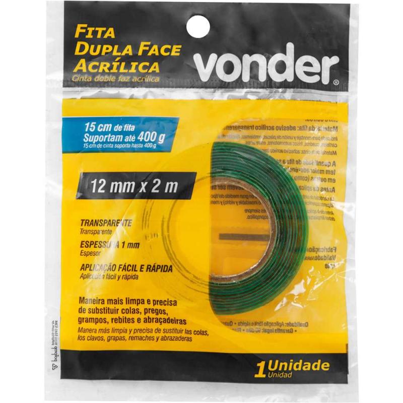 FITA DUPLA FACE ACRILICA 12MMX2M  - VONDER