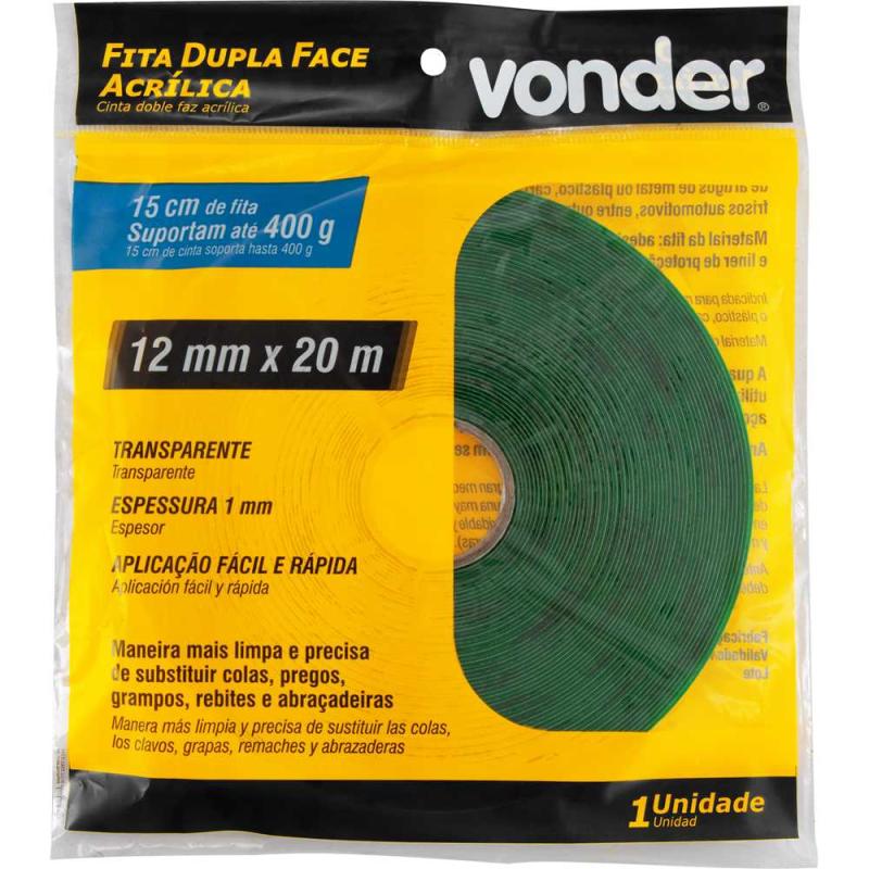 FITA DUPLA FACE ACRILICA 12MMX20M - VONDER