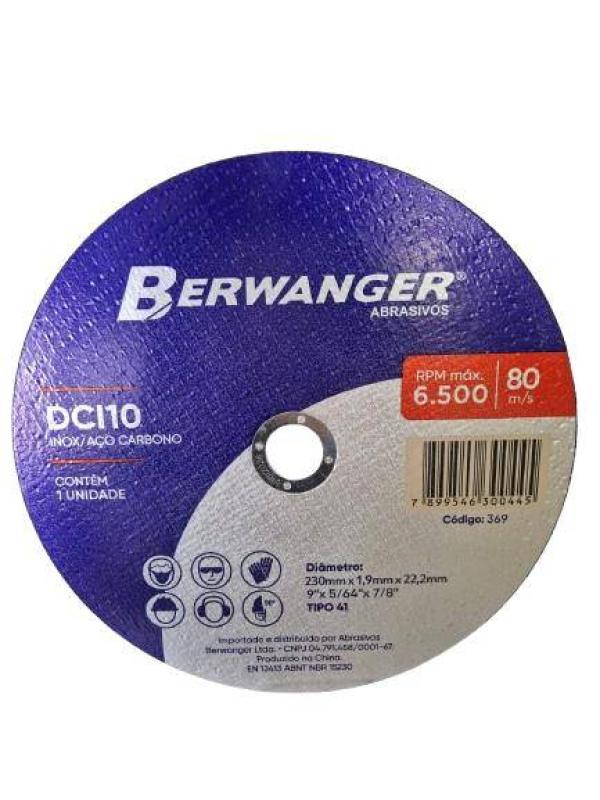 DISCO DE CORTE DCI 10 9" - 230 X 1,9 X 22,2MM - BERWANGER